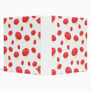 Cute Red Spotty Toadstool Mushrooms Pattern 3 Ring Binder
