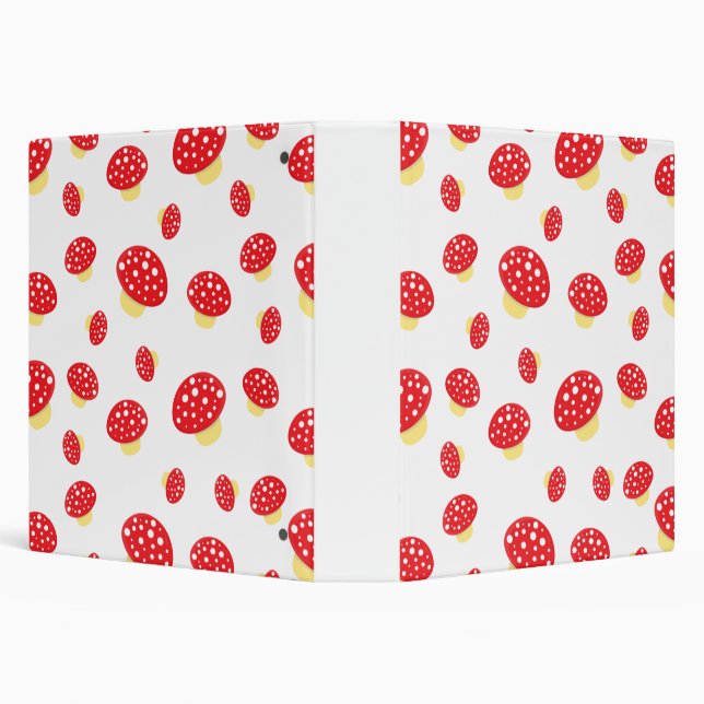 Cute Red Spotty Toadstool Mushrooms Pattern 3 Ring Binder (Background)