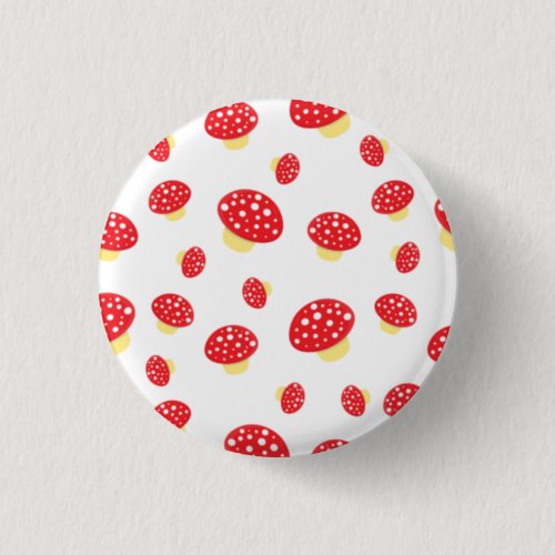 Cute Red Spotty Toadstool Mushrooms Pattern Button