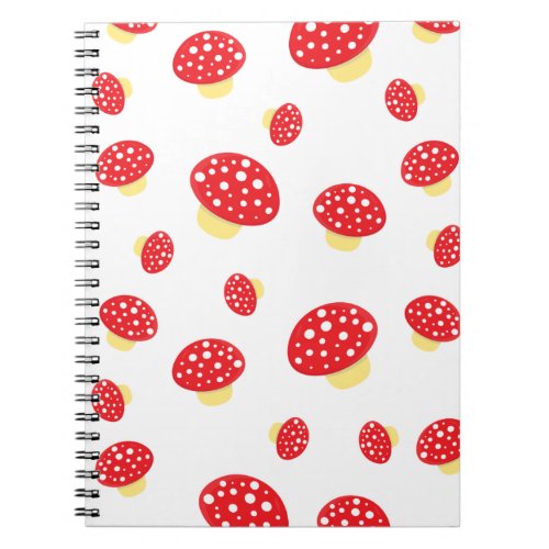 Cute Red Spotty Toadstool Mushrooms Pattern Notebook