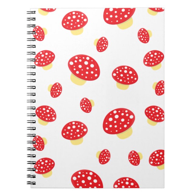 Cute Red Spotty Toadstool Mushrooms Pattern Notebook (Front)