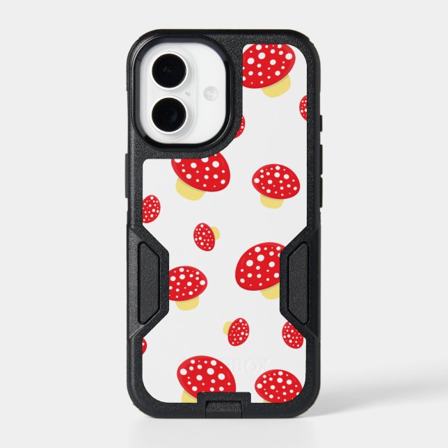 Cute Red Spotty Toadstool Mushrooms Pattern Otterbox iPhone Case (Back)