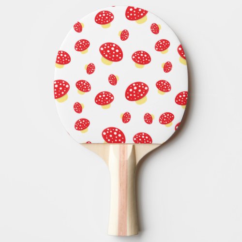 Cute Red Spotty Toadstool Mushrooms Pattern Ping Pong Paddle