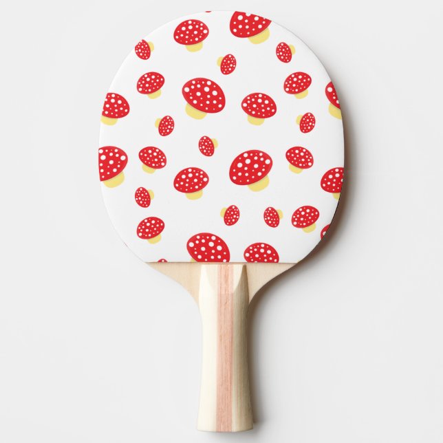 Cute Red Spotty Toadstool Mushrooms Pattern Ping Pong Paddle (Front)
