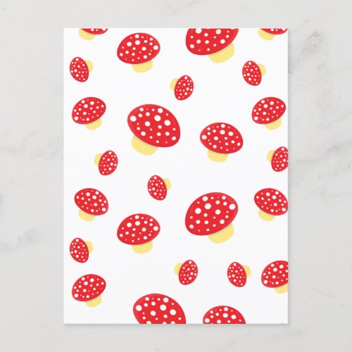 Cute Red Spotty Toadstool Mushrooms Pattern Postcard