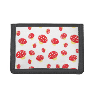 Cute Red Spotty Toadstool Mushrooms Pattern Tri-fold Wallet