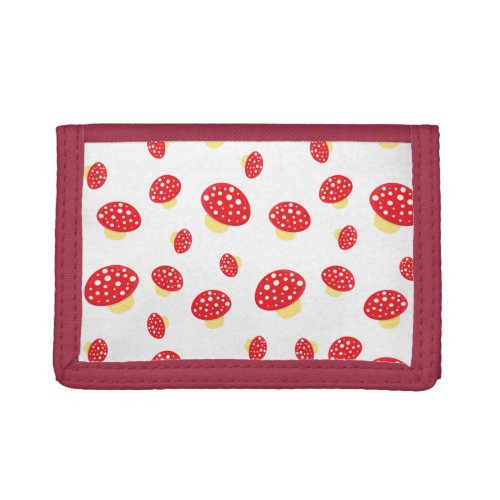 Cute Red Spotty Toadstool Mushrooms Pattern Trifold Wallet