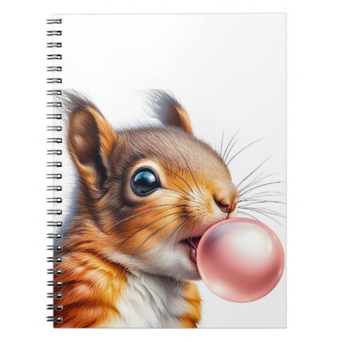 Cute Red Squirrel Blowing Bubble Gum  Notebook