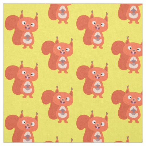 Cute red squirrel cartoon fabric