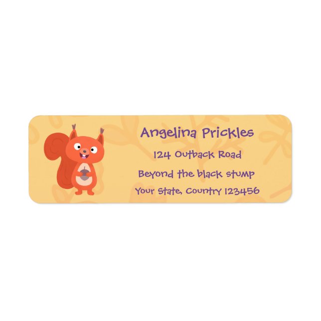 Cute red squirrel cartoon label (Front)