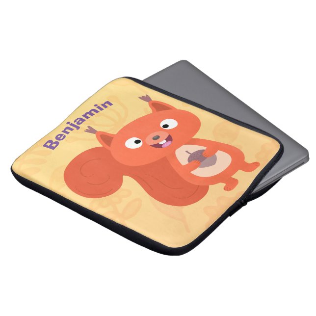 Cute red squirrel cartoon laptop sleeve (Front Top)