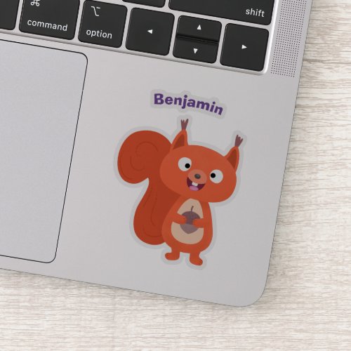 Cute red squirrel cartoon sticker