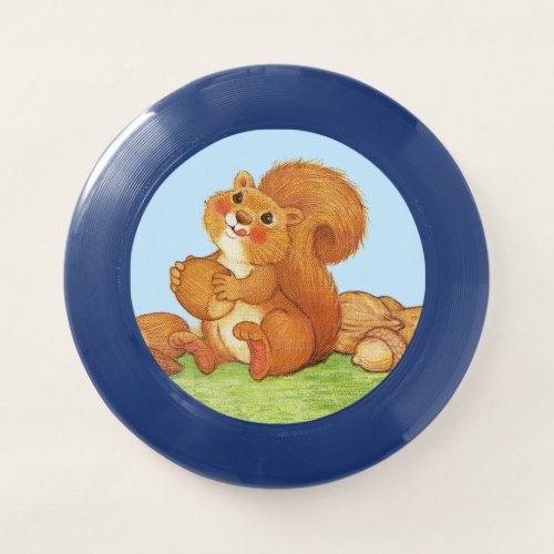 Cute Red Squirrel Licking Lips in Grass with Nuts Wham_O Frisbee