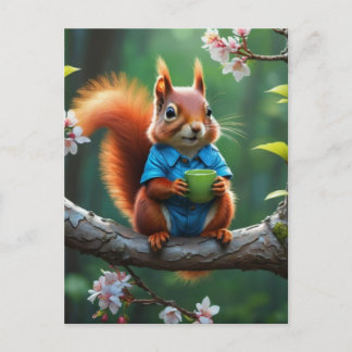 Cute Red Squirrel on The Tree-68364 Postcard
