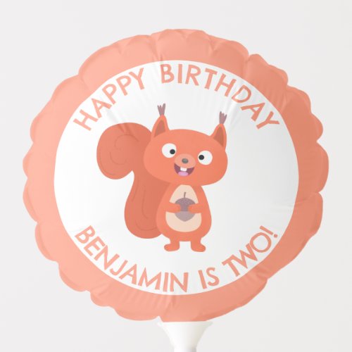 Cute red squirrel personalized cartoon birthday balloon