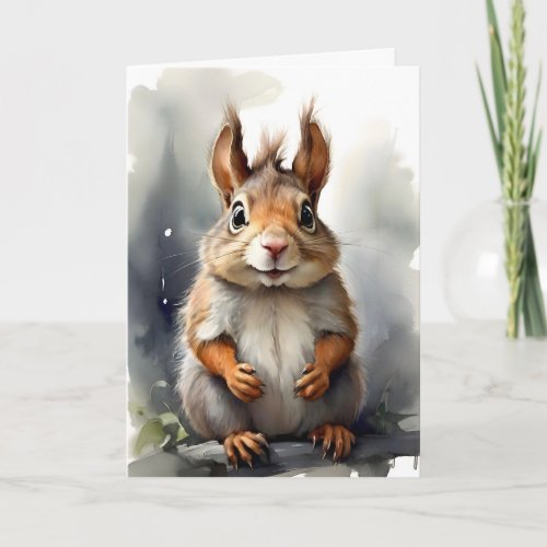 Cute Red Squirrel Portrait Blank Greeting  Card