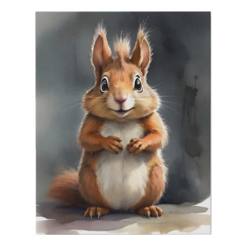 Cute Red Squirrel Portrait Faux Canvas Print