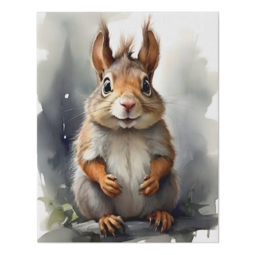 Cute Red Squirrel Portrait Nursery Kids Room Faux Canvas Print