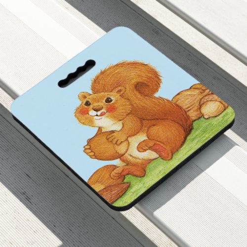 Cute Red Squirrel Rosy Cheeks Stash Nuts Acorns Seat Cushion