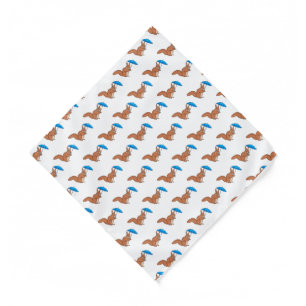 Cute red squirrel with umbrella cartoon bandana