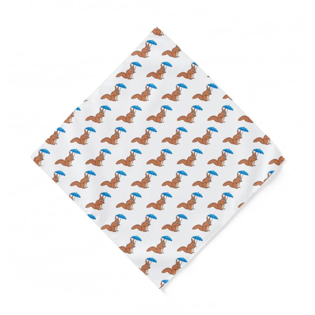 Cute red squirrel with umbrella cartoon  bandana (Front)