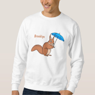 Cute red squirrel with umbrella cartoon sweatshirt