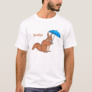 Cute red squirrel with umbrella cartoon T-Shirt