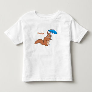 Cute red squirrel with umbrella cartoon toddler t-shirt