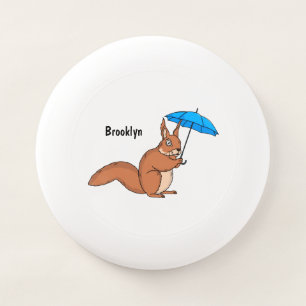 Cute red squirrel with umbrella cartoon Wham-O frisbee