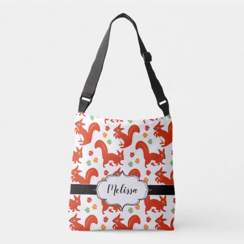 Cute Red Squirrels and Acorns Crossbody Bag