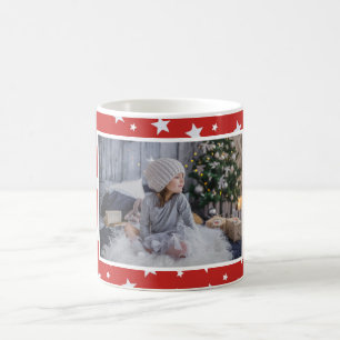 Cute Red Star Pattern Photo Christmas Coffee Mug