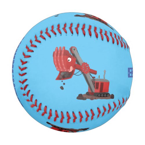 Cute red steam shovel digger cartoon illustration baseball