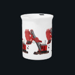 Cute red steam shovel digger cartoon illustration beverage pitcher<br><div class="desc">This cute red steam shovel really digs you! Drawn in fun cartoon illustration style.</div>