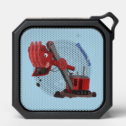 Cute red steam shovel digger cartoon illustration bluetooth speaker
