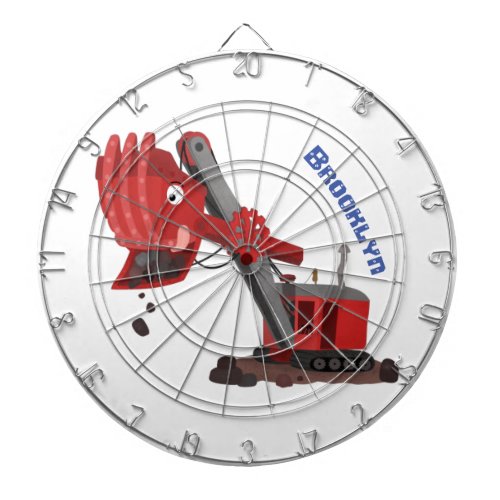 Cute red steam shovel digger cartoon illustration dart board