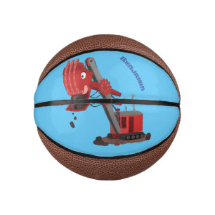 Cute red steam shovel digger cartoon illustration mini basketball