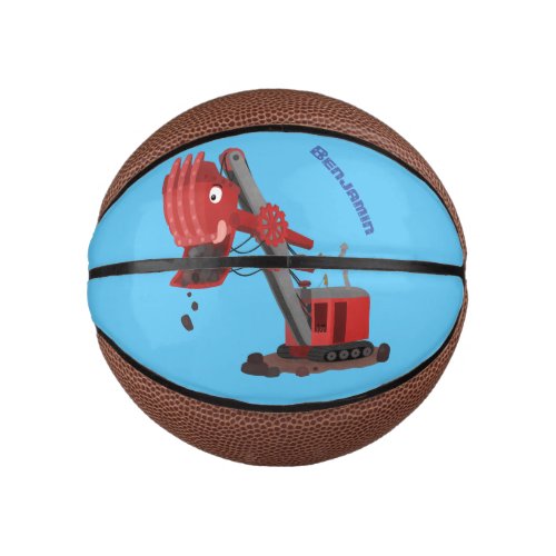 Cute red steam shovel digger cartoon illustration mini basketball