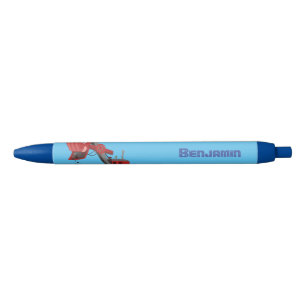 Cute red steam shovel digger cartoon illustration pen