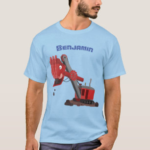 Cute red steam shovel digger cartoon illustration T-Shirt