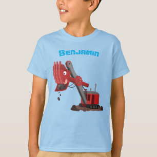 Cute red steam shovel digger cartoon illustration T-Shirt