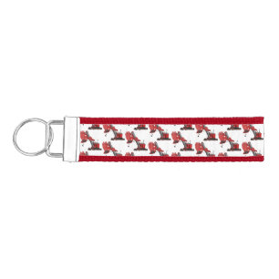 Cute red steam shovel digger cartoon illustration wrist keychain