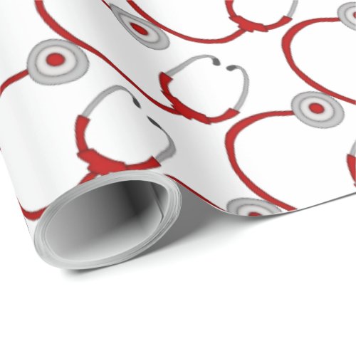 Cute Red Stethoscope_Nurse Wrapping Paper