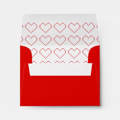 Cute red stitch hearts envelope liner design