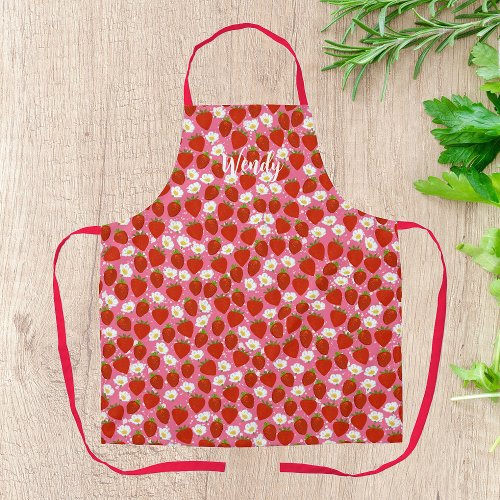 Cute Red Strawberries Custom Home Chef  Apron