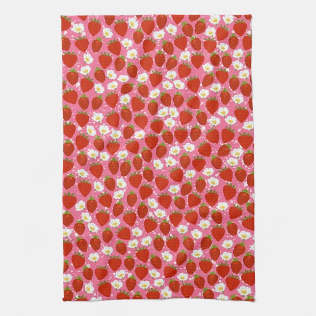 Cute Red Strawberries Home Chef Kitchen Towel (Vertical)
