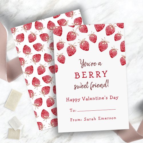 Cute Red Strawberries Valentine Note Card