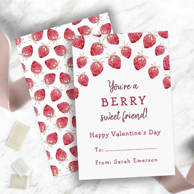 Cute Red Strawberries Valentine Note Card (Cute Red Strawberries Valentine Note Card)