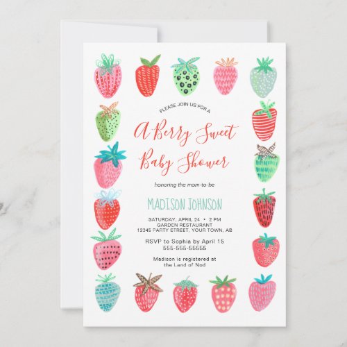 Cute Red Strawberry baby shower budget invitation