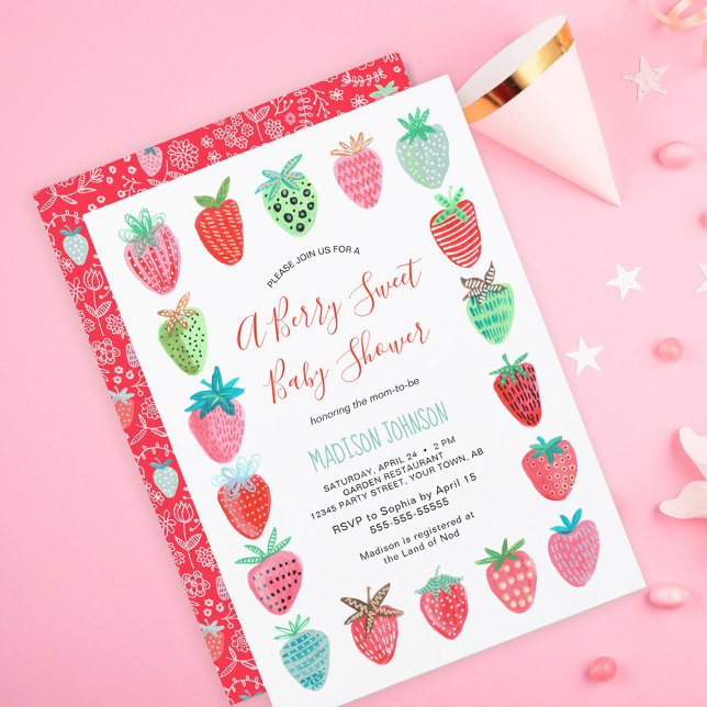 Cute Red Strawberry baby shower budget invitation (Cute Red Strawberry baby shower budget invitation)