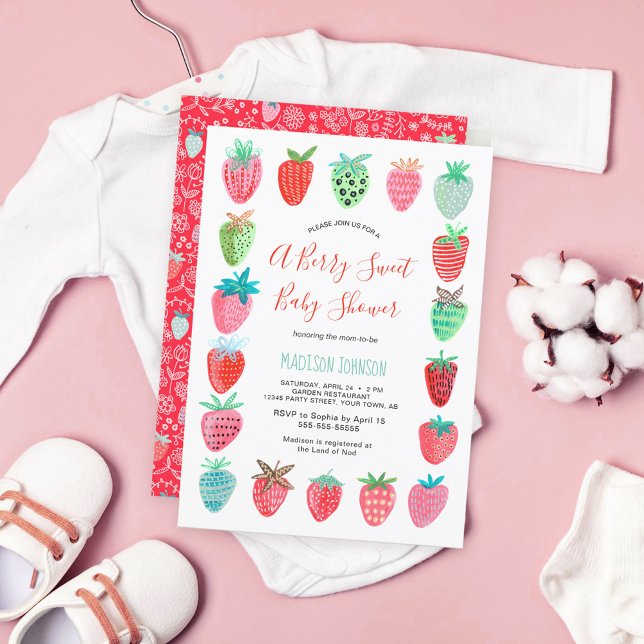 Cute | Red | Strawberry | Baby Shower | Invitation (Creator Uploaded)